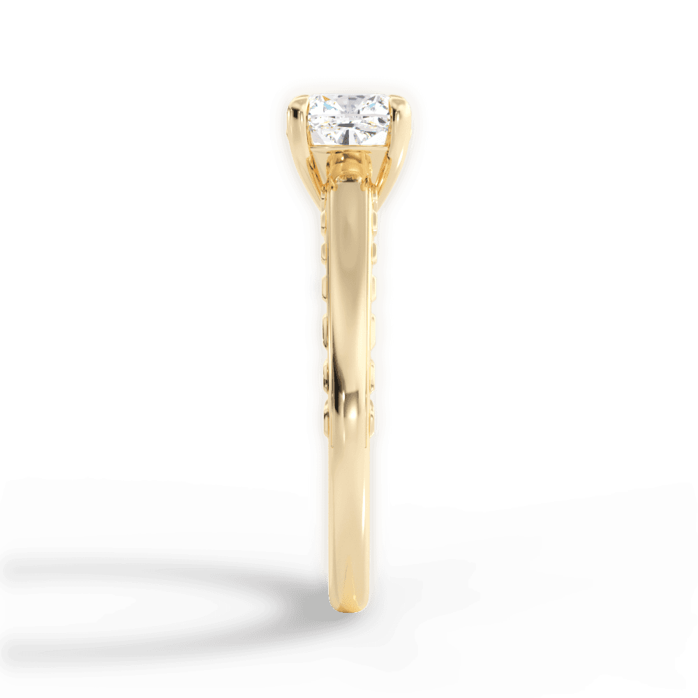 Annette Cushion Cut Lab Grown Diamond 18Kt Yellow Gold Engagement Ring - View 3