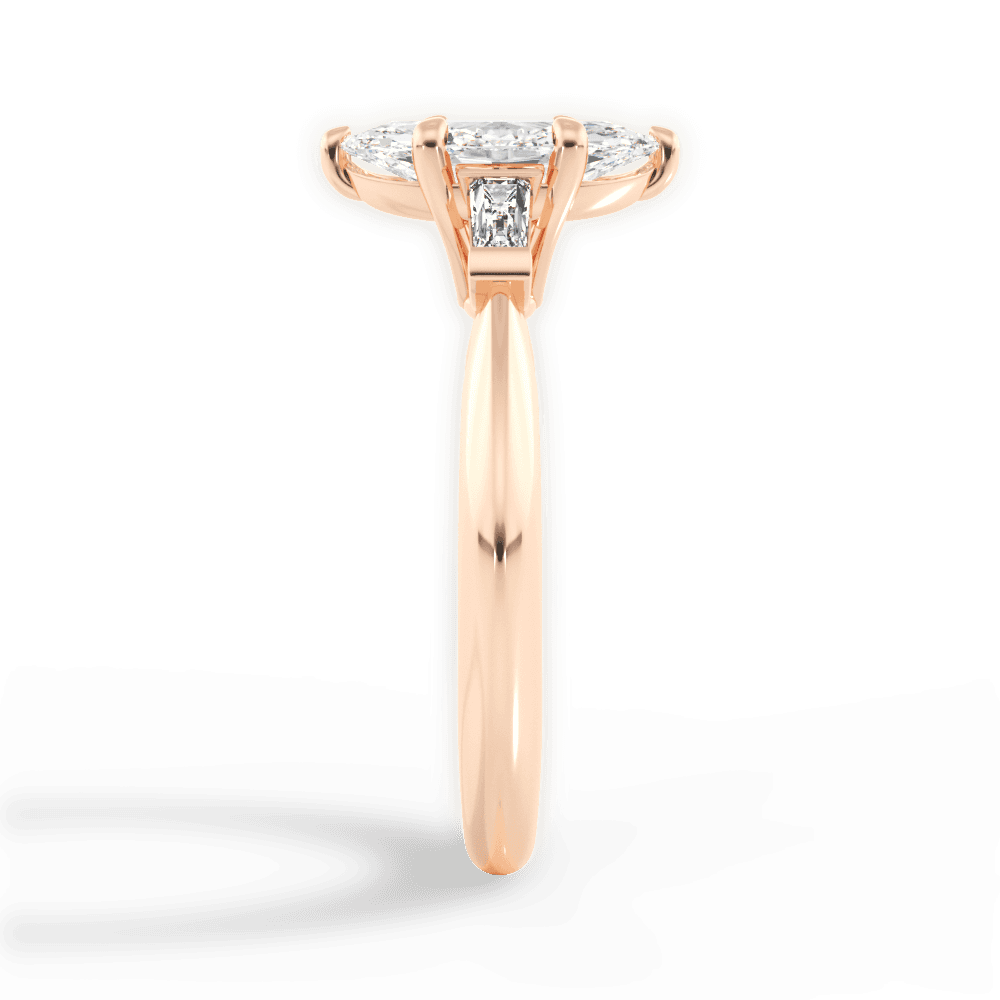 Emily Marquise Cut Lab Grown Diamond 18Kt Rose Gold Engagement Ring - View 3