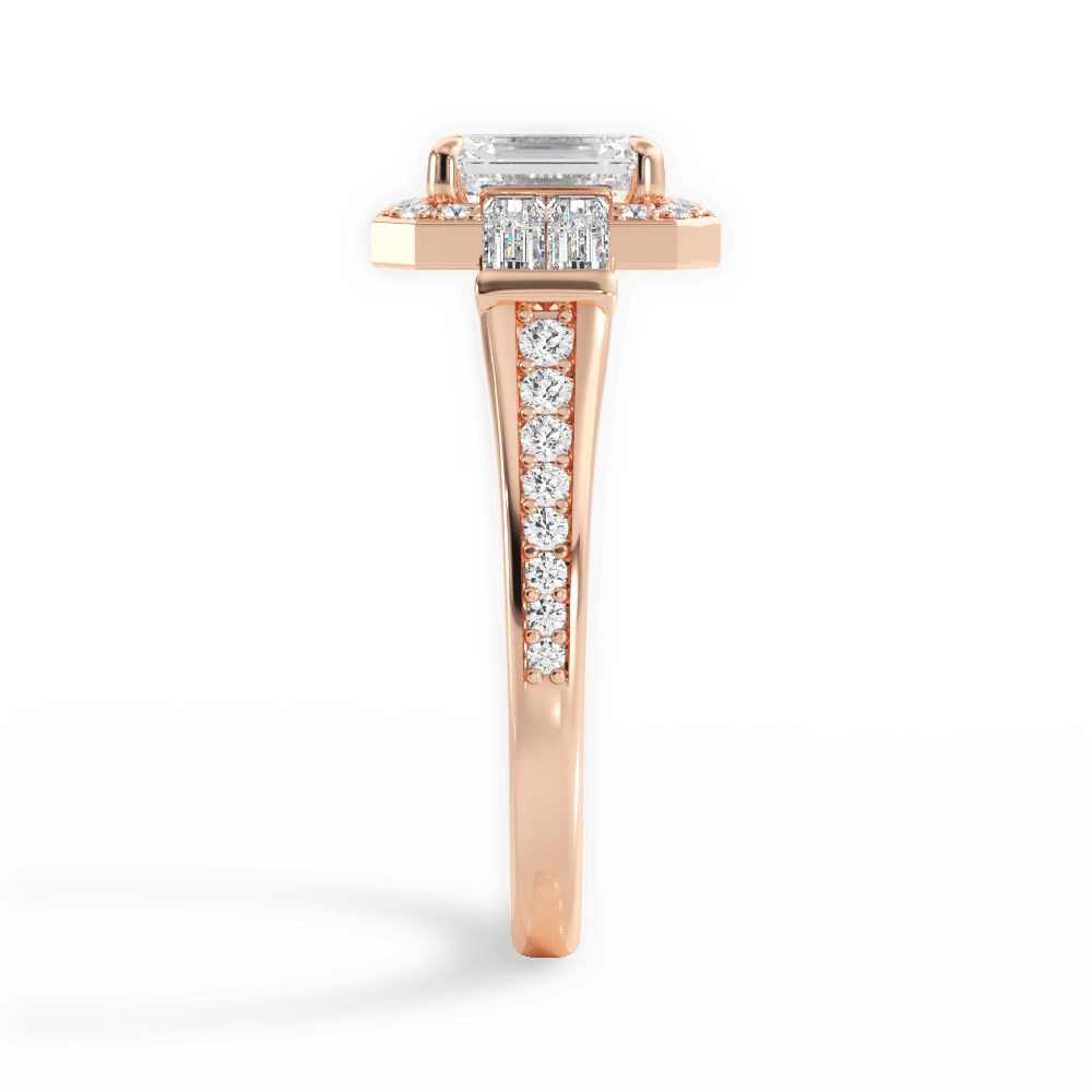 Katherine Emerald Cut Lab Grown Diamond 18Kt Rose Gold Engagement Ring - View 4