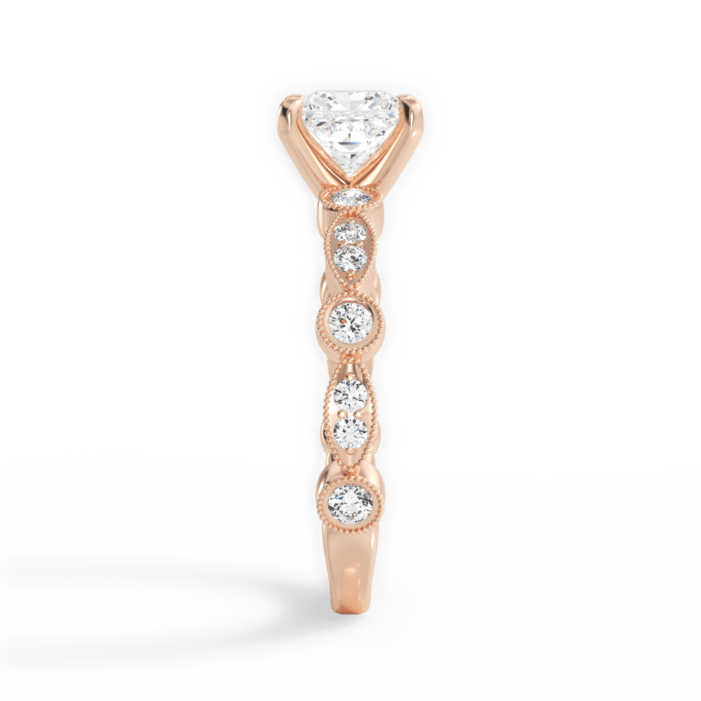 Edith Princess Cut Lab Grown Diamond 18Kt Rose Gold Engagement Ring - View 2