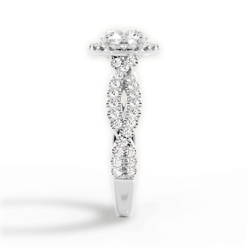 Latoya Round Cut Lab Grown Diamond 14Kt White Gold Engagement Ring - View 3