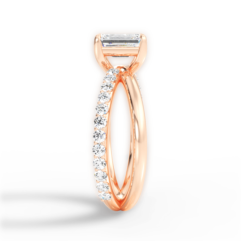 Jennifer Emerald Cut Lab Grown Diamond 18Kt Rose Gold Engagement Ring - View 2