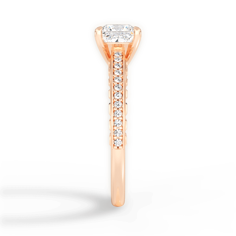 Caroline Princess Cut Lab Grown Diamond 18Kt Rose Gold Engagement Ring - View 3