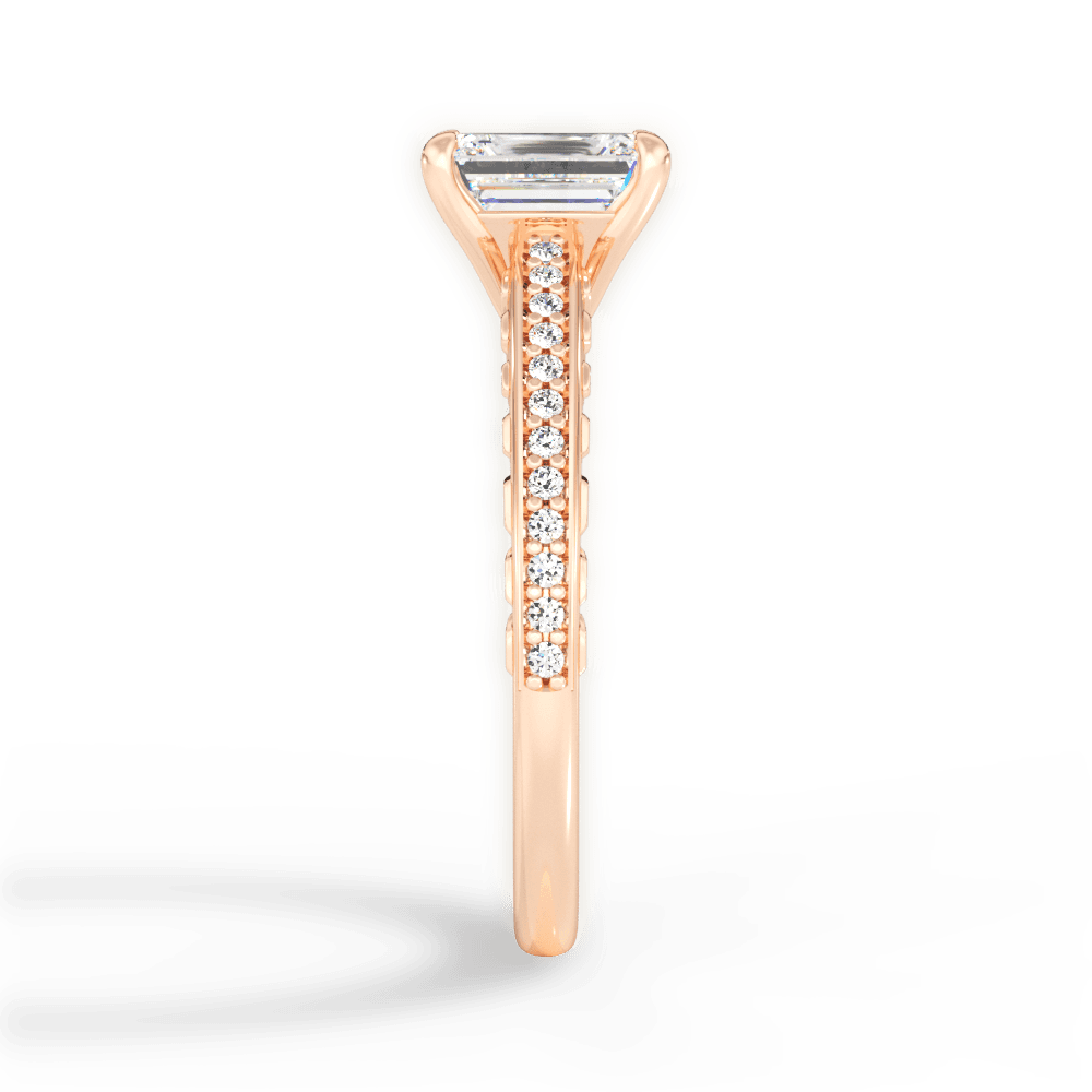 Caroline Emerald Cut Lab Grown Diamond 18Kt Rose Gold Engagement Ring - View 3