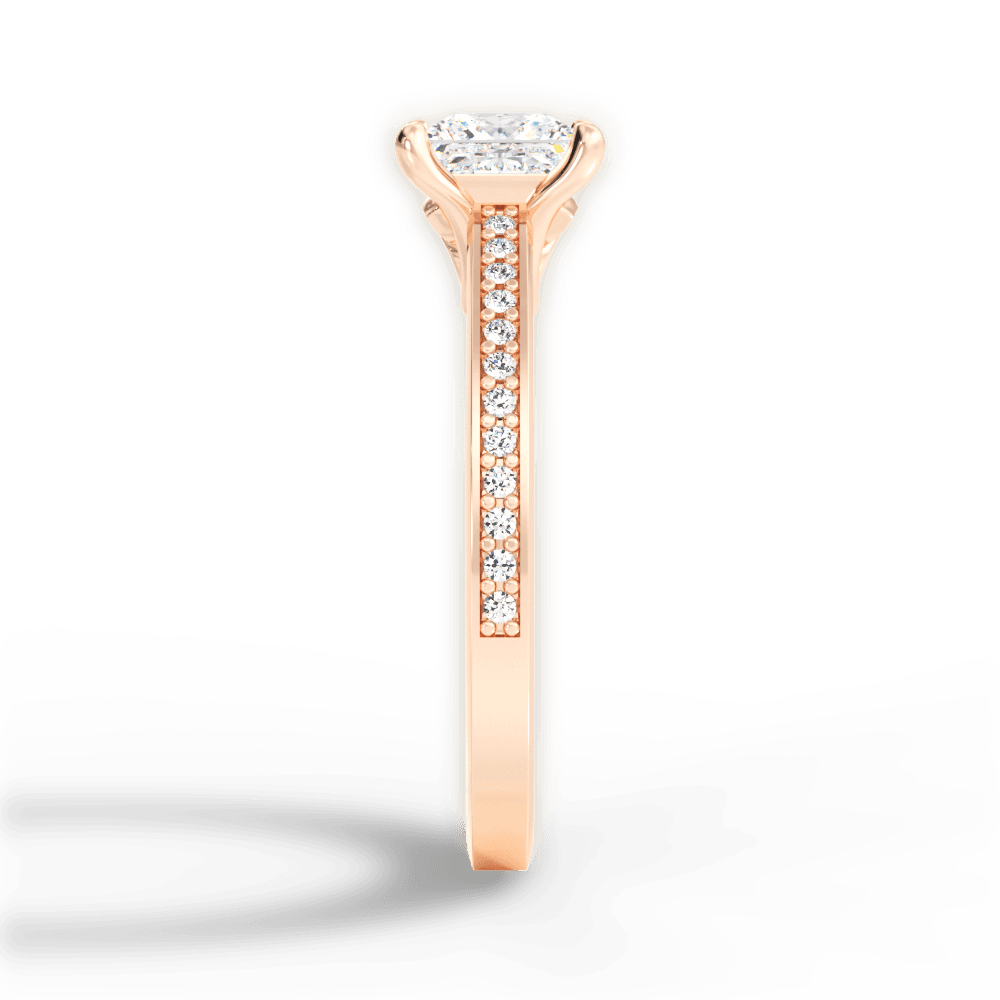 Donna Princess Cut Lab Grown Diamond 18Kt Rose Gold Engagement Ring - View 3