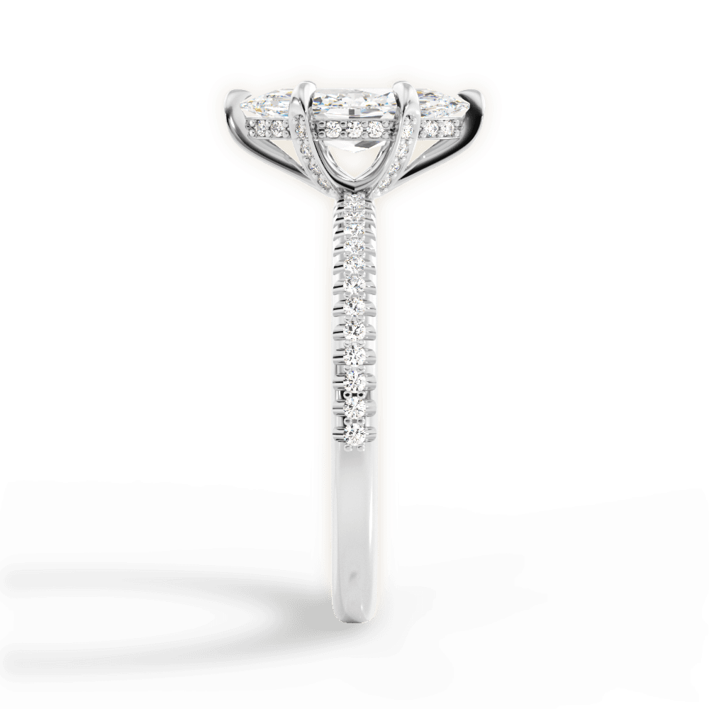Helen Marquise Cut Lab Grown Diamond 14Kt White Gold Engagement Ring - View 3