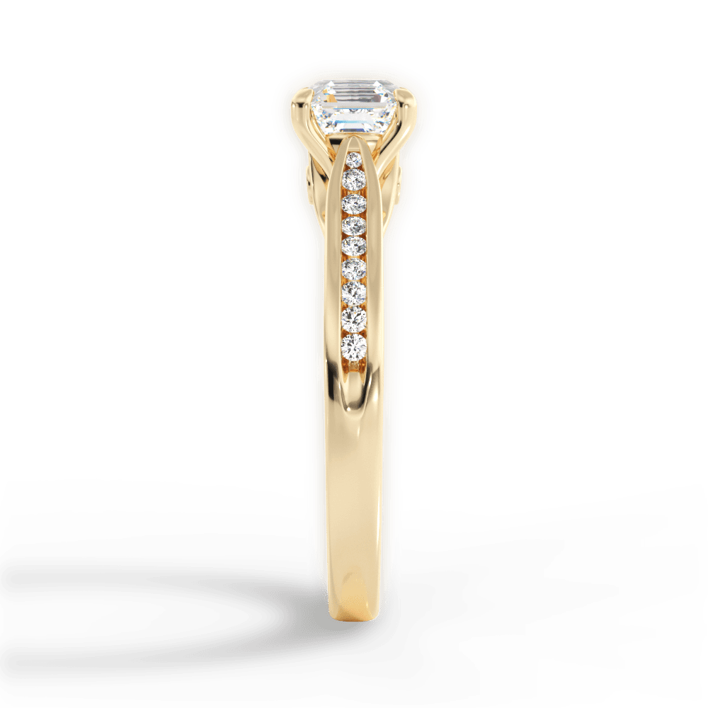 Elena Asscher Cut Lab Grown Diamond 18Kt Yellow Gold Engagement Ring - View 3