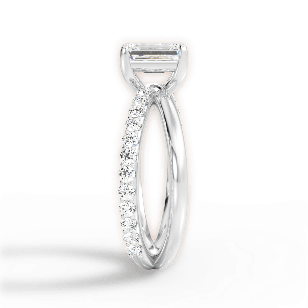 Jennifer Emerald Cut Lab Grown Diamond 14Kt White Gold Engagement Ring - View 2