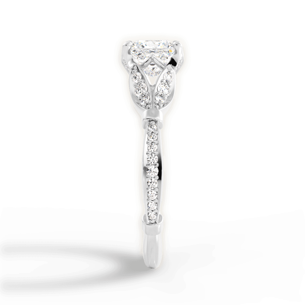 Geraldine Princess Cut Lab Grown Diamond 18Kt White Gold Engagement Ring - View 3