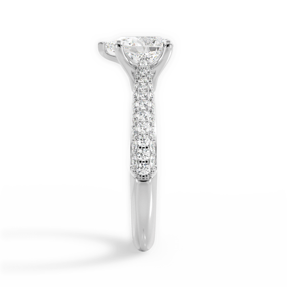 Kira Pear Cut Lab Grown Diamond 18Kt White Gold Engagement Ring - View 3