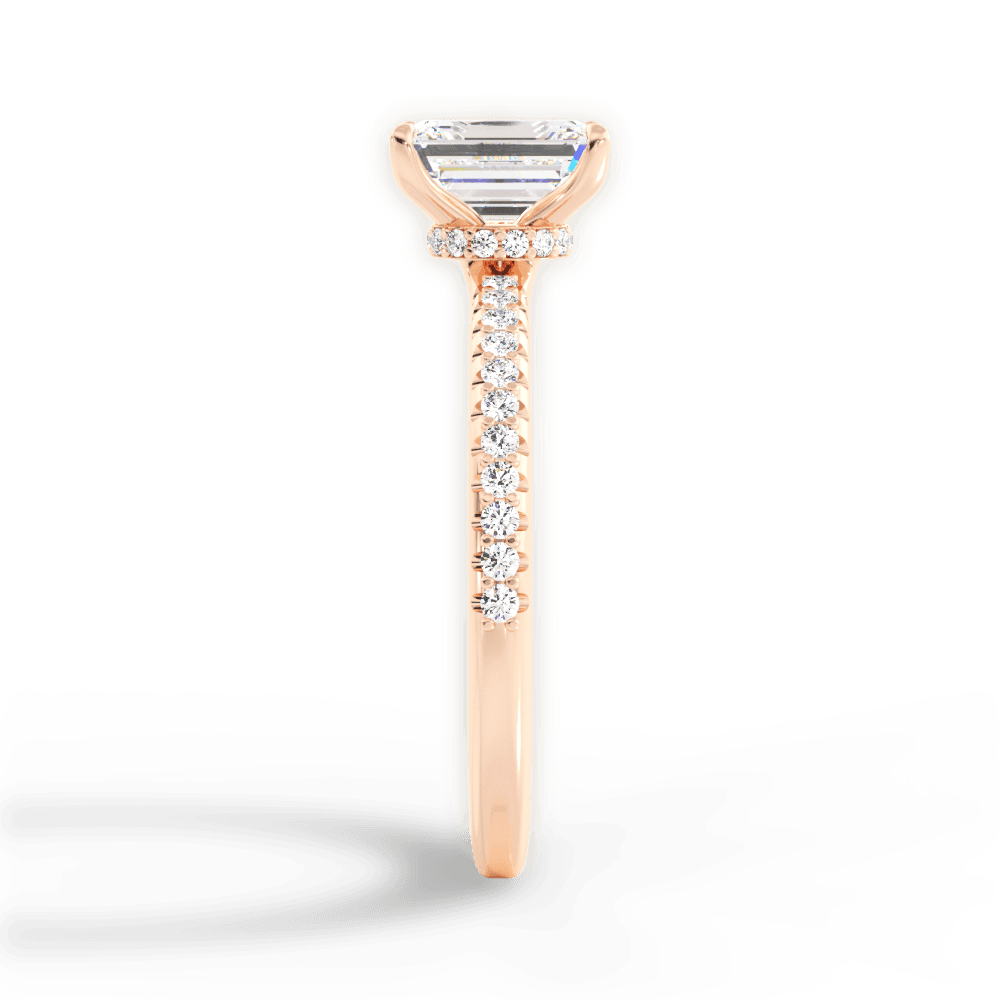 Giselle Emerald Cut Lab Grown Diamond 18Kt Rose Gold Engagement Ring - View 2