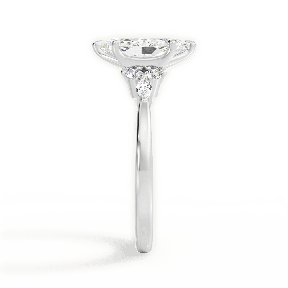 Cynthia Marquise Cut Lab Grown Diamond 14Kt White Gold Engagement Ring - View 4