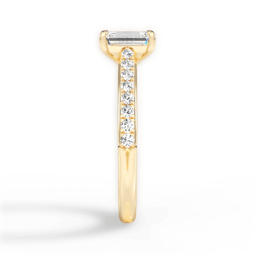 Elizabeth Emerald Cut Lab Grown Diamond 18Kt Yellow Gold Engagement Ring - View 4