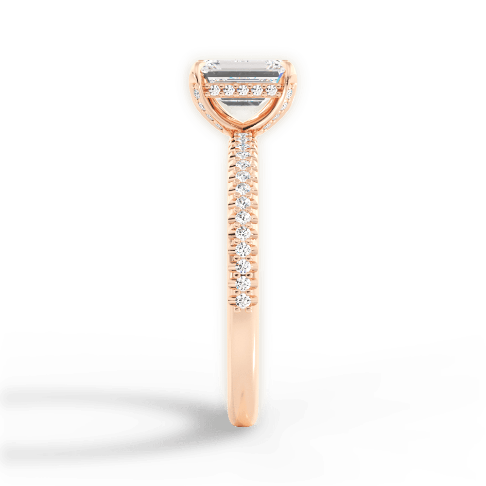 Helen Emerald Cut Lab Grown Diamond 18Kt Rose Gold Engagement Ring - View 4