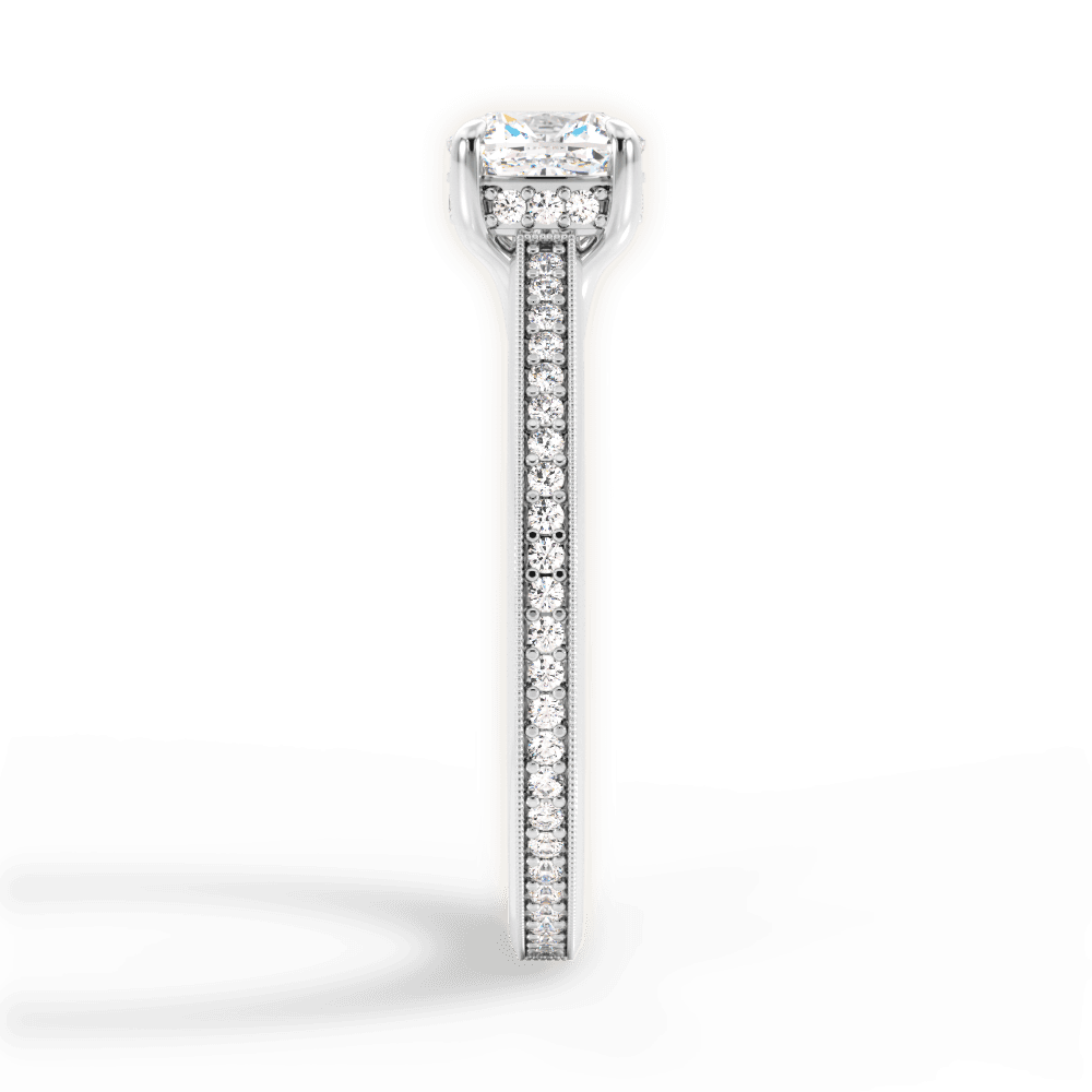 Janet Cushion Cut Lab Grown Diamond 14Kt White Gold Engagement Ring - View 2