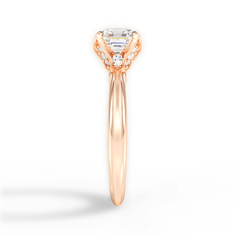 Elaine Asscher Cut Lab Grown Diamond 18Kt Rose Gold Engagement Ring - View 4