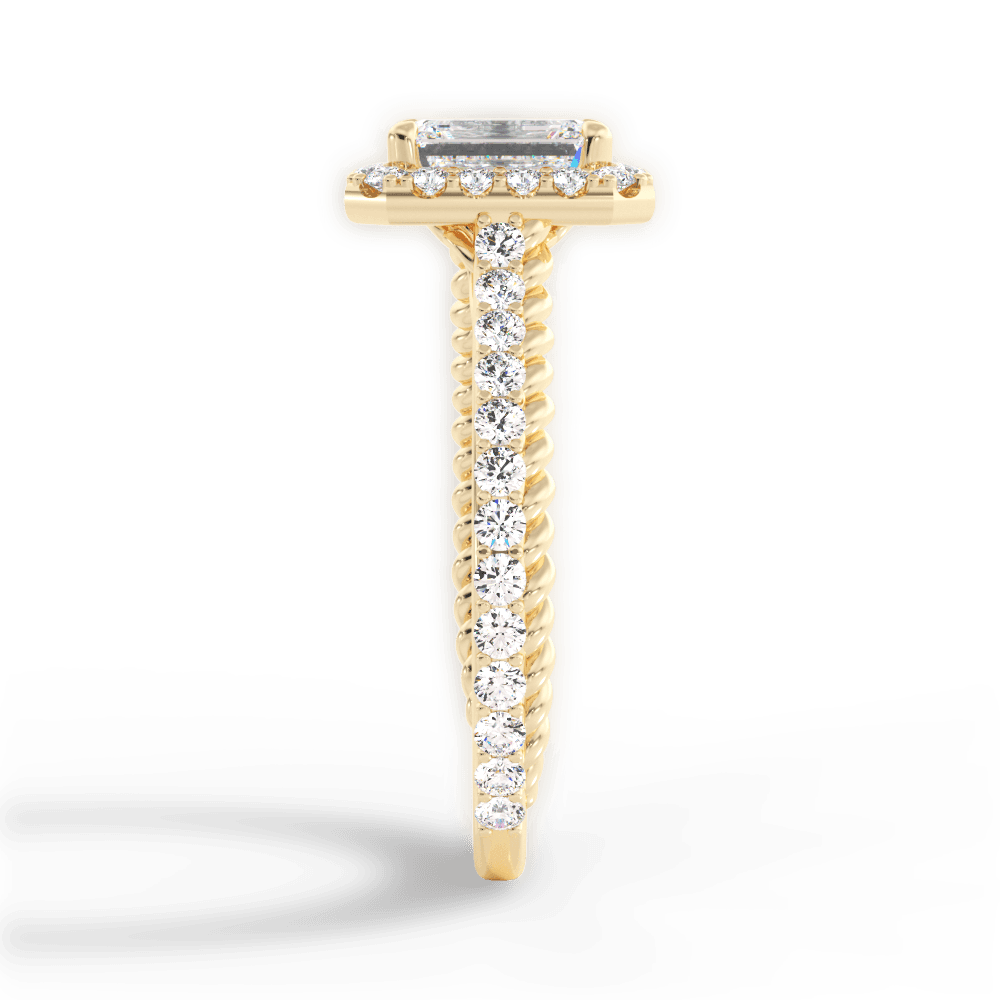 Kim Emerald Cut Lab Grown Diamond 18Kt Yellow Gold Engagement Ring - View 3