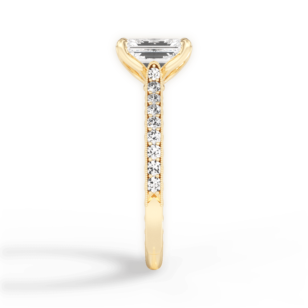Gilda Emerald Cut Lab Grown Diamond 18Kt Yellow Gold Engagement Ring - View 3