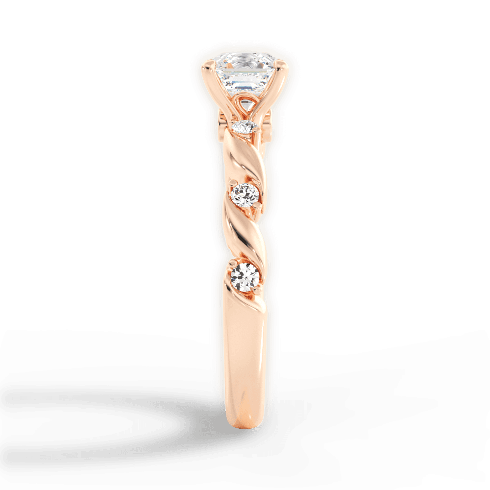 Emma Asscher Cut Lab Grown Diamond 18Kt Rose Gold Engagement Ring - View 2