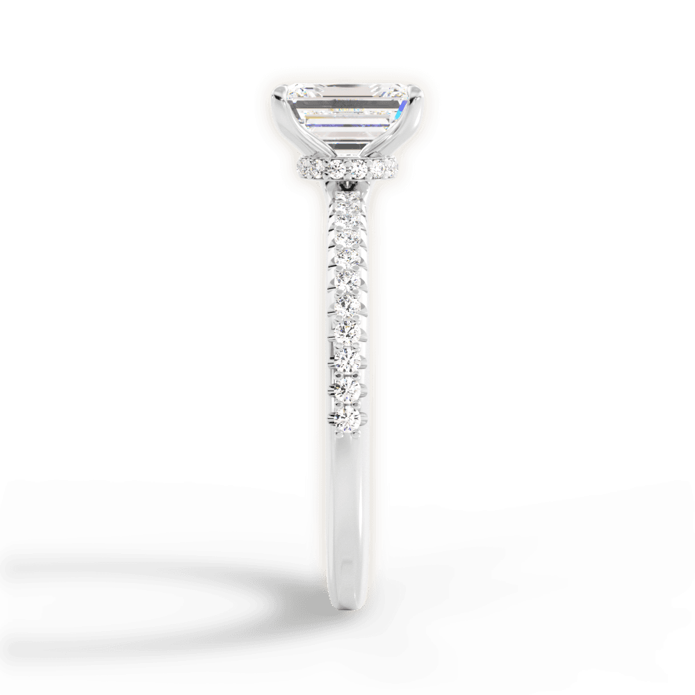Giselle Emerald Cut Lab Grown Diamond 18Kt White Gold Engagement Ring - View 3