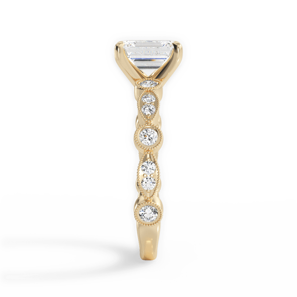 Edith Emerald Cut Lab Grown Diamond 18Kt Yellow Gold Engagement Ring - View 3