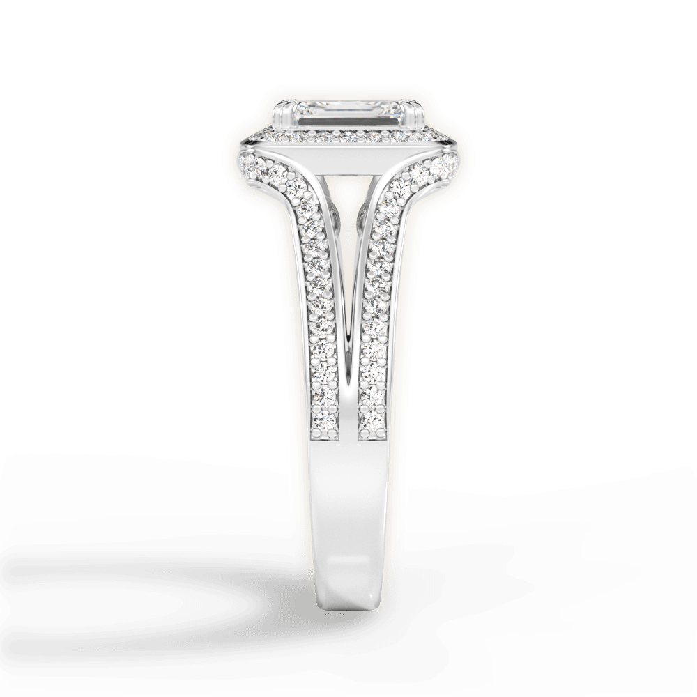 Mackenzie Emerald Cut Lab Grown Diamond Platinum Engagement Ring - View 4