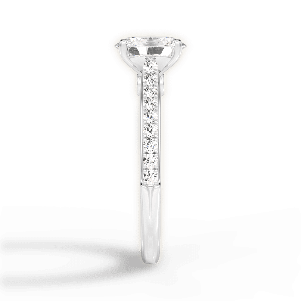 Frances Oval Cut Lab Grown Diamond 18Kt White Gold Engagement Ring - View 2