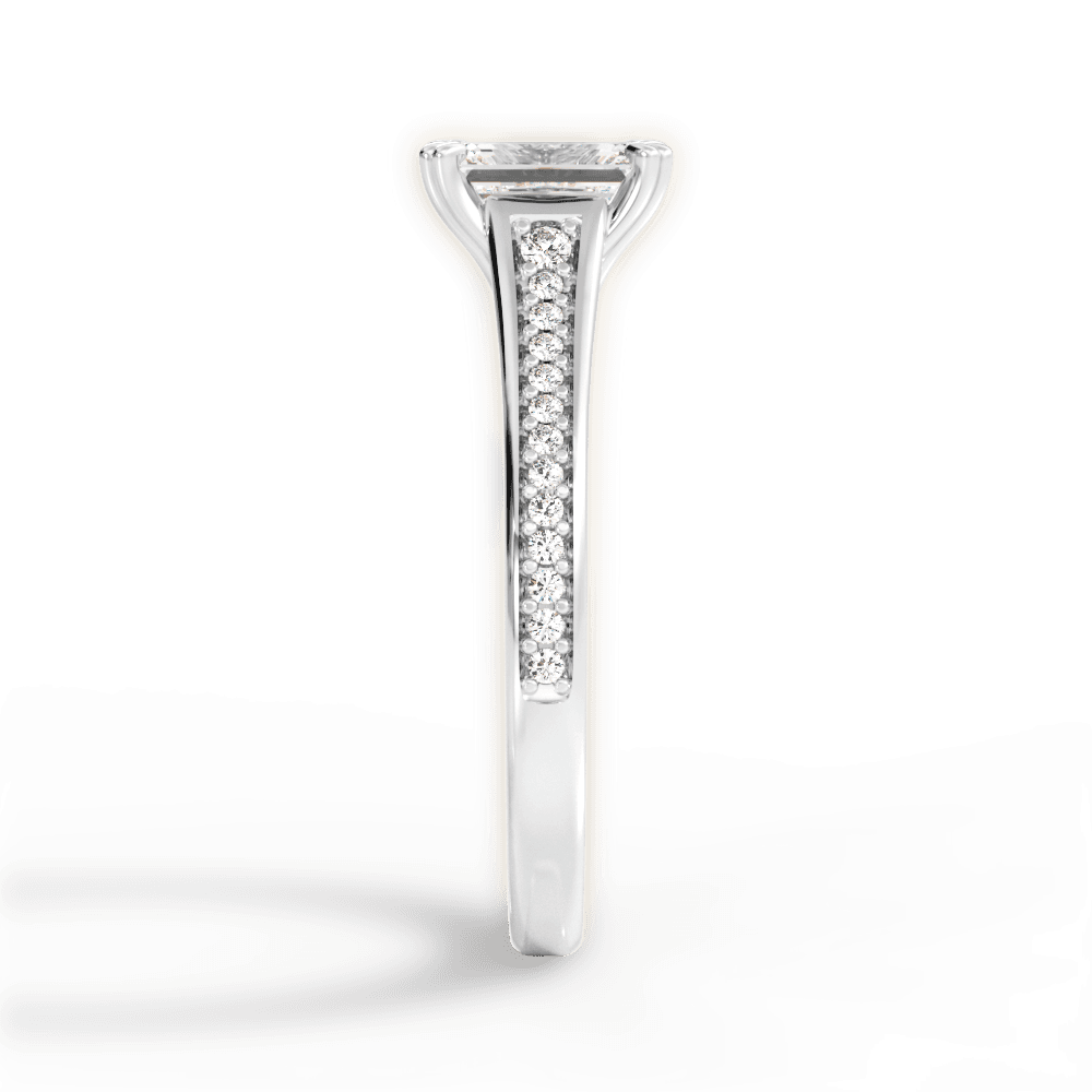 Delia Emerald Cut Lab Grown Diamond 18Kt White Gold Engagement Ring - View 4