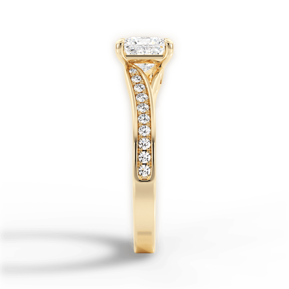 Elise Princess Cut Lab Grown Diamond 18Kt Yellow Gold Engagement Ring - View 4