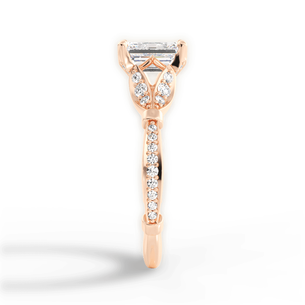 Geraldine Emerald Cut Lab Grown Diamond 18Kt Rose Gold Engagement Ring - View 4