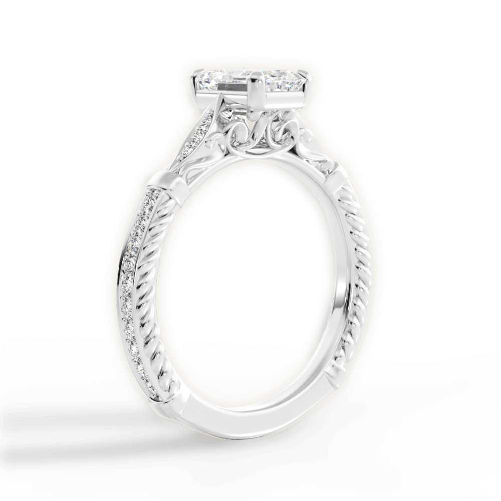 Gabriela Emerald Cut Lab Grown Diamond Platinum Engagement Ring - View 2
