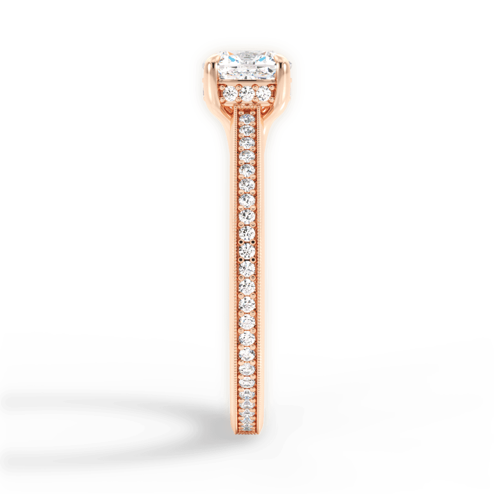 Janet Cushion Cut Lab Grown Diamond 18Kt Rose Gold Engagement Ring - View 4