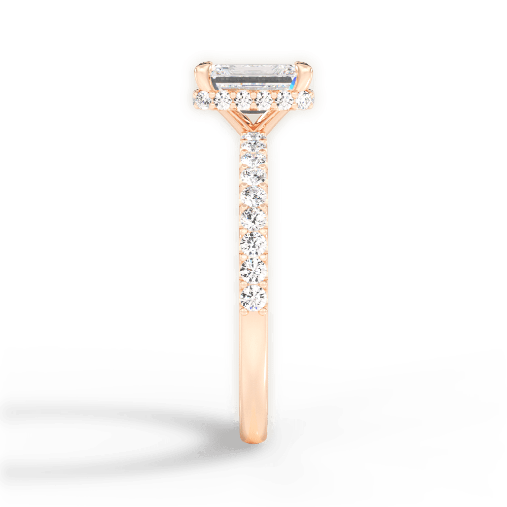 Isabella Emerald Cut Lab Grown Diamond 18Kt Rose Gold Engagement Ring - View 4