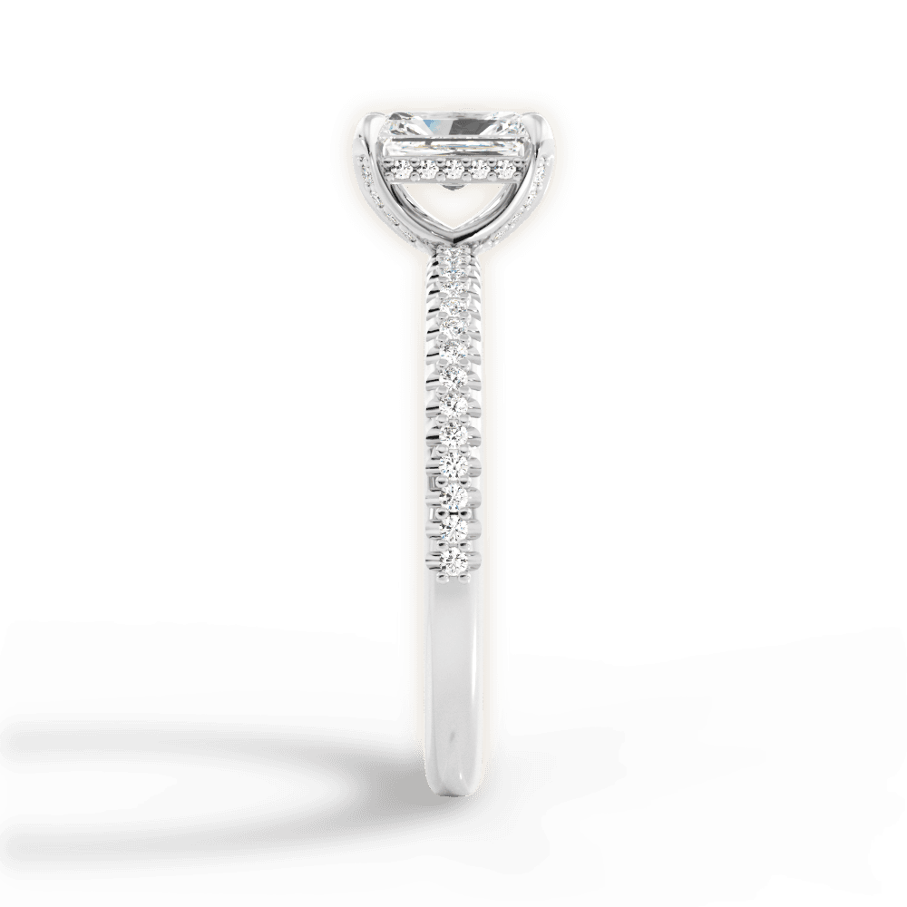 Helen Radiant Cut Lab Grown Diamond 18Kt White Gold Engagement Ring - View 2