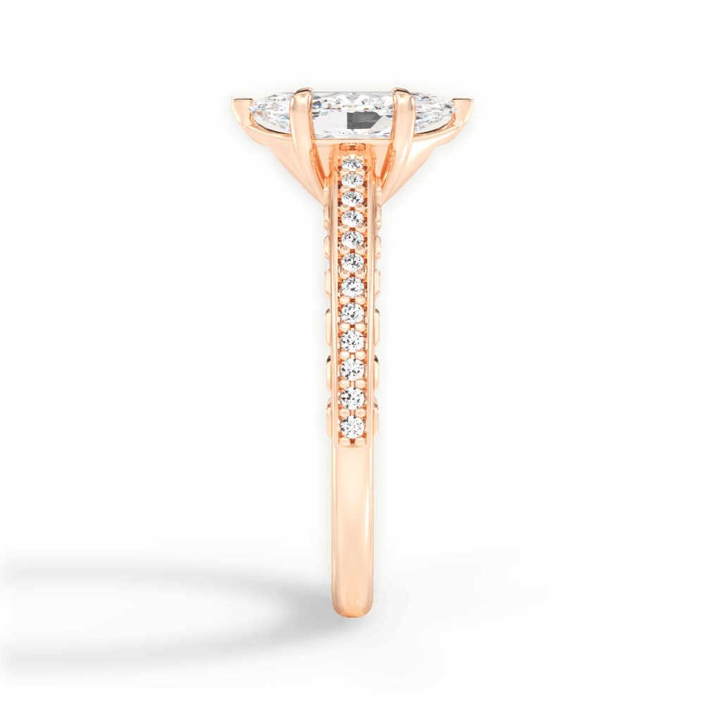 Caroline Marquise Cut Lab Grown Diamond 18Kt Rose Gold Engagement Ring - View 4