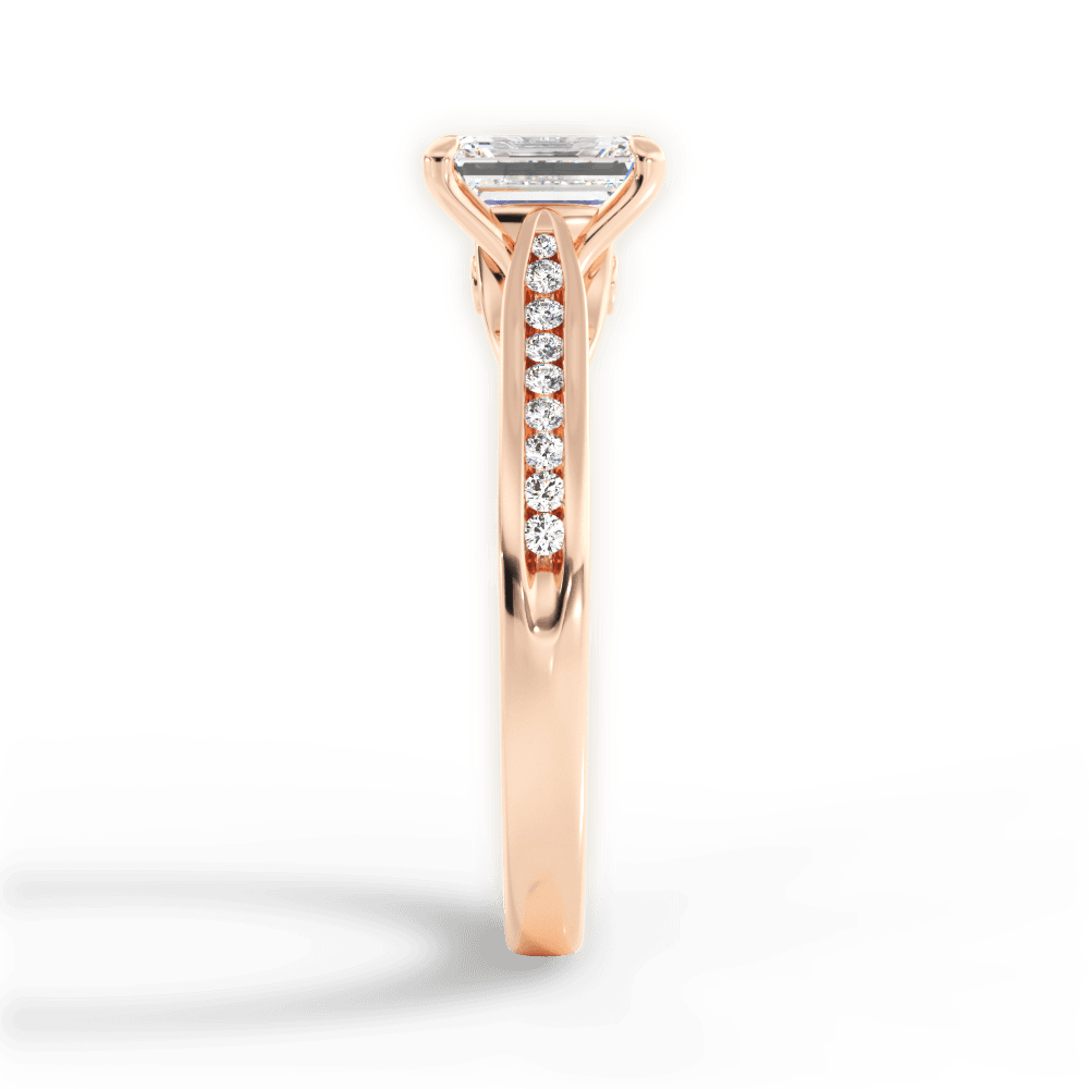 Elena Emerald Cut Lab Grown Diamond 18Kt Rose Gold Engagement Ring - View 4