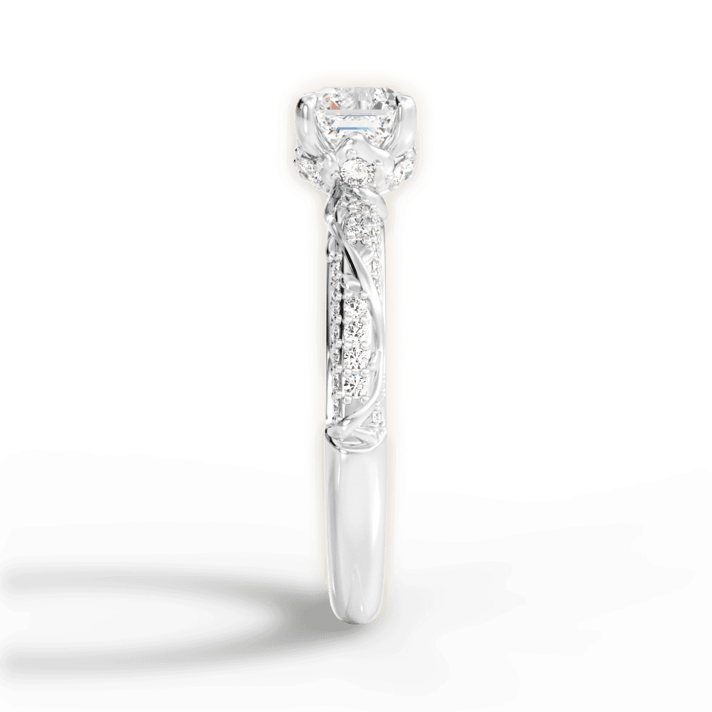 Josephine Asscher Cut Lab Grown Diamond 14Kt White Gold Engagement Ring - View 4