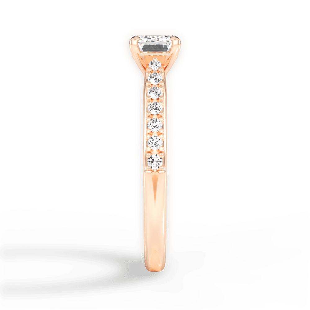 Diane Emerald Cut Lab Grown Diamond 18Kt Rose Gold Engagement Ring - View 4