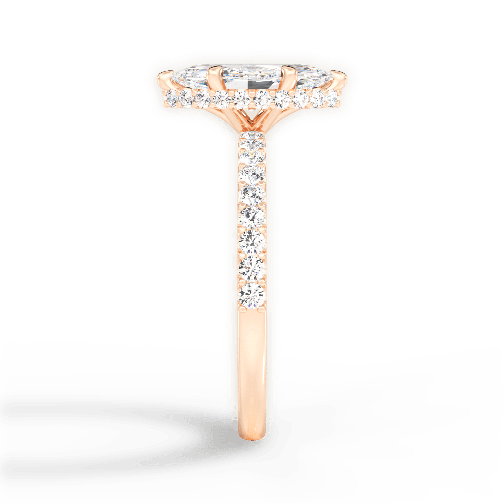 Isabella Marquise Cut Lab Grown Diamond 18Kt Rose Gold Engagement Ring - View 4