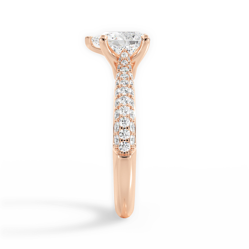Kira Pear Cut Lab Grown Diamond 18Kt Rose Gold Engagement Ring - View 3