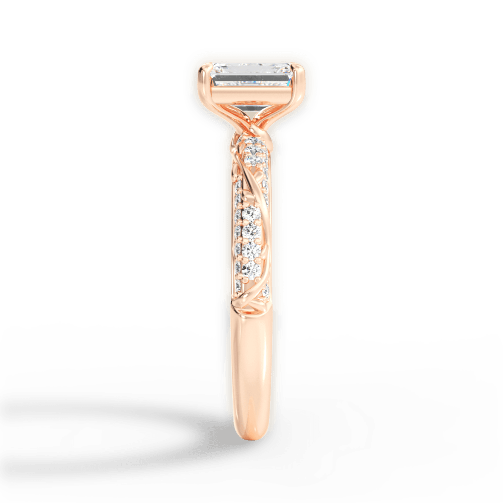 Gloria Emerald Cut Lab Grown Diamond 18Kt Rose Gold Engagement Ring - View 4