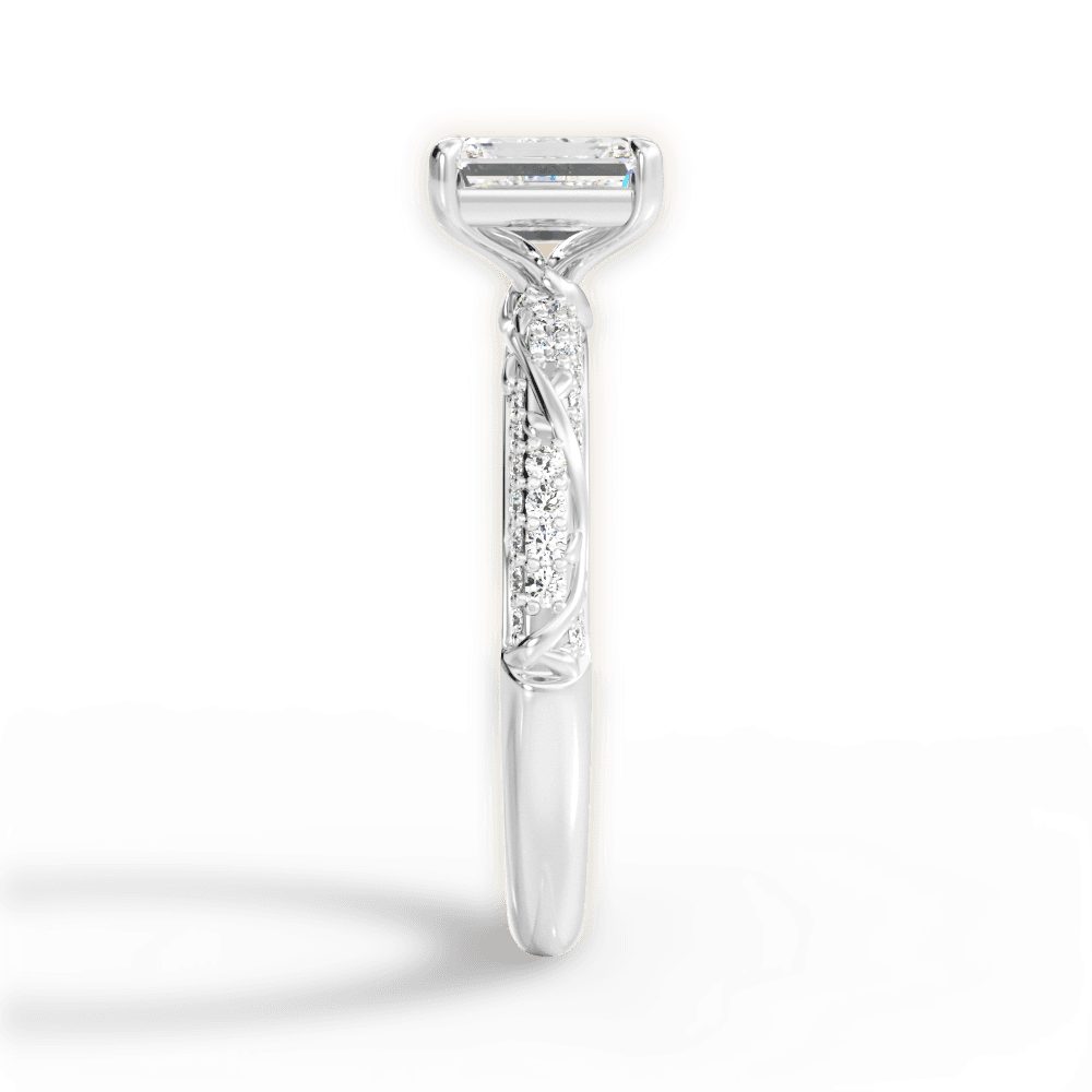 Gloria Emerald Cut Lab Grown Diamond Platinum Engagement Ring - View 3