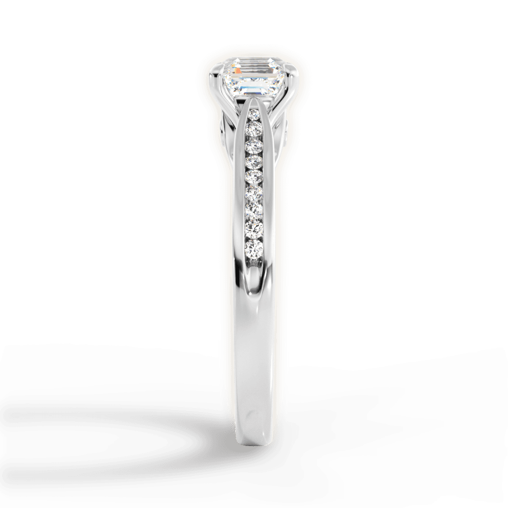 Elena Asscher Cut Lab Grown Diamond 14Kt White Gold Engagement Ring - View 4