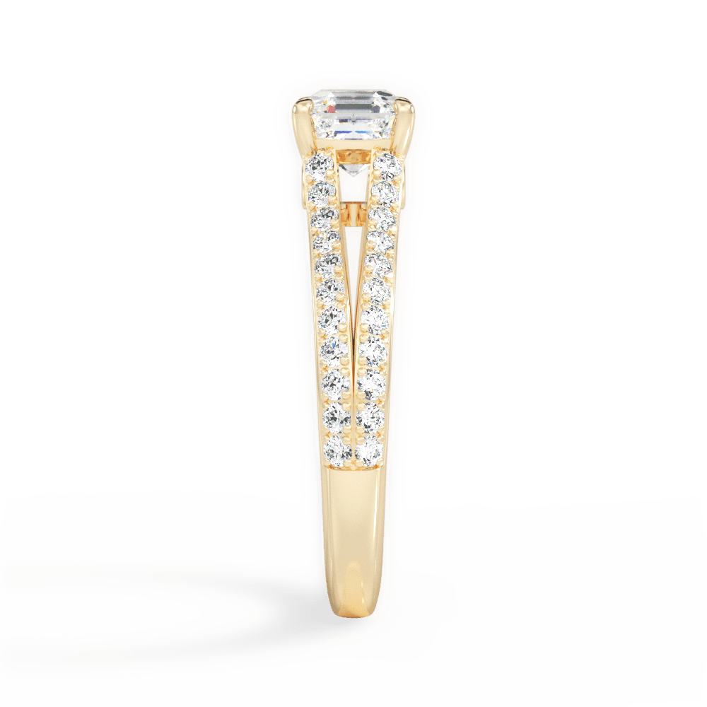 Kendra Asscher Cut Lab Grown Diamond 18Kt Yellow Gold Engagement Ring - View 4