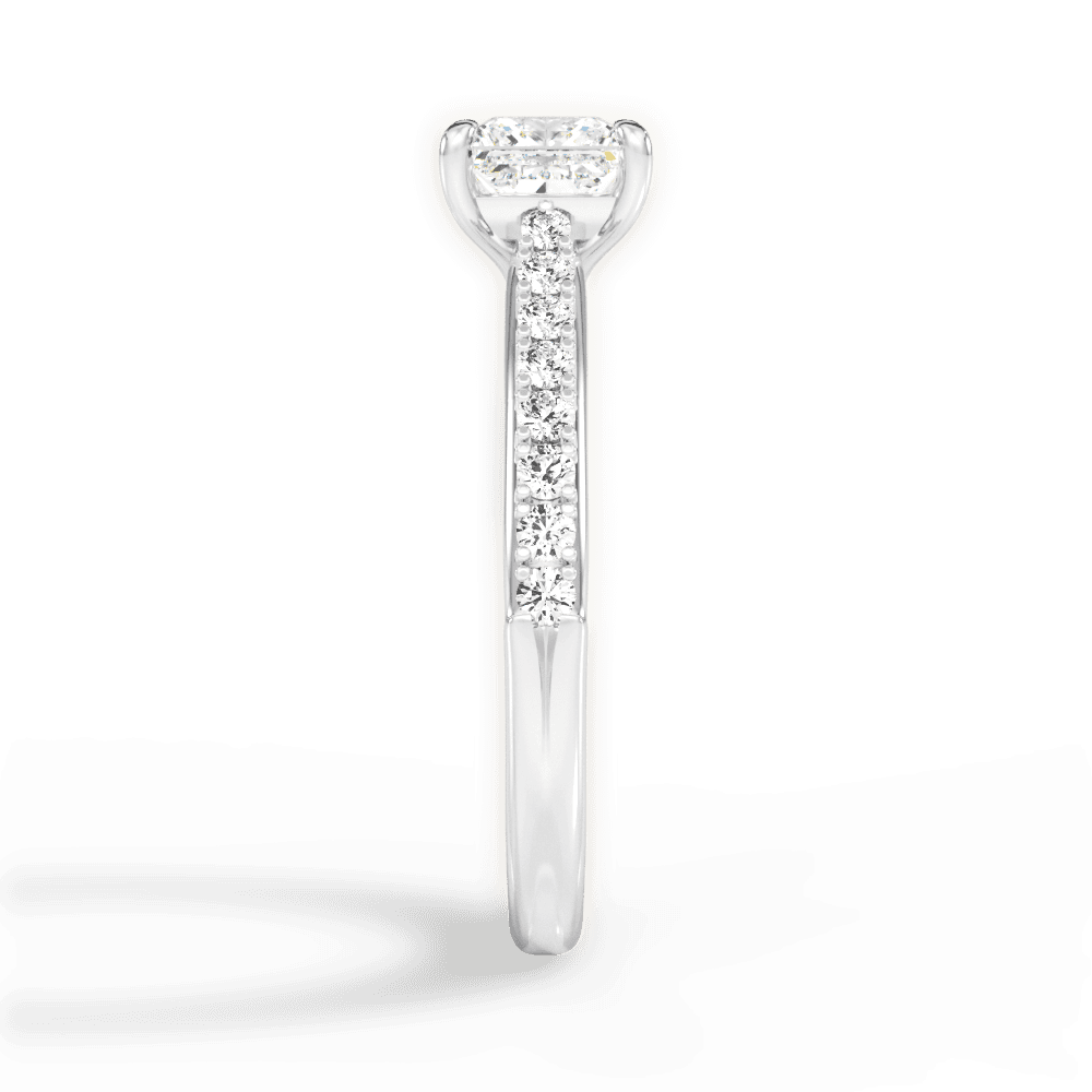 Elizabeth Princess Cut Lab Grown Diamond 18Kt White Gold Engagement Ring - View 3