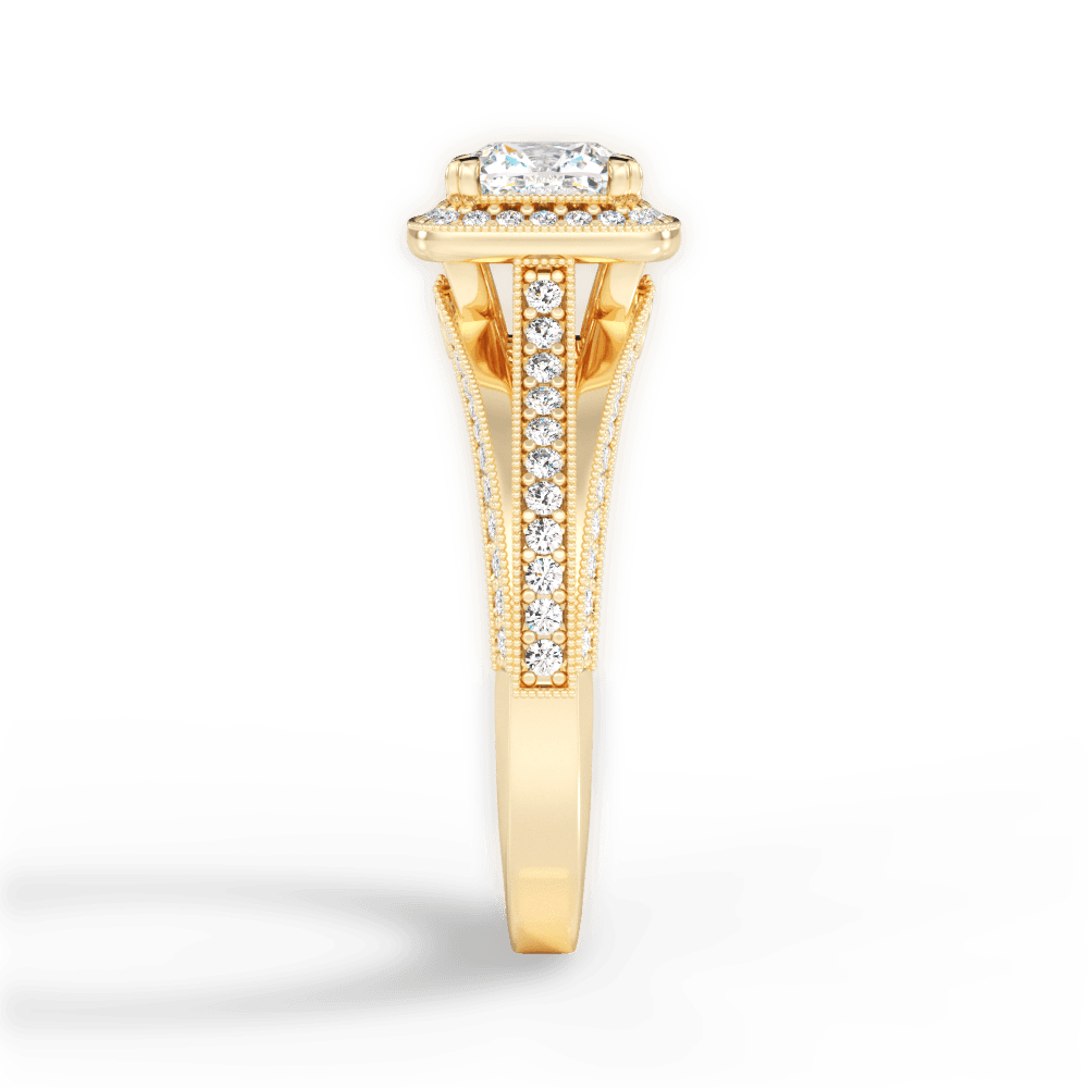 Lillian Cushion Cut Lab Grown Diamond 18Kt Yellow Gold Engagement Ring - View 3