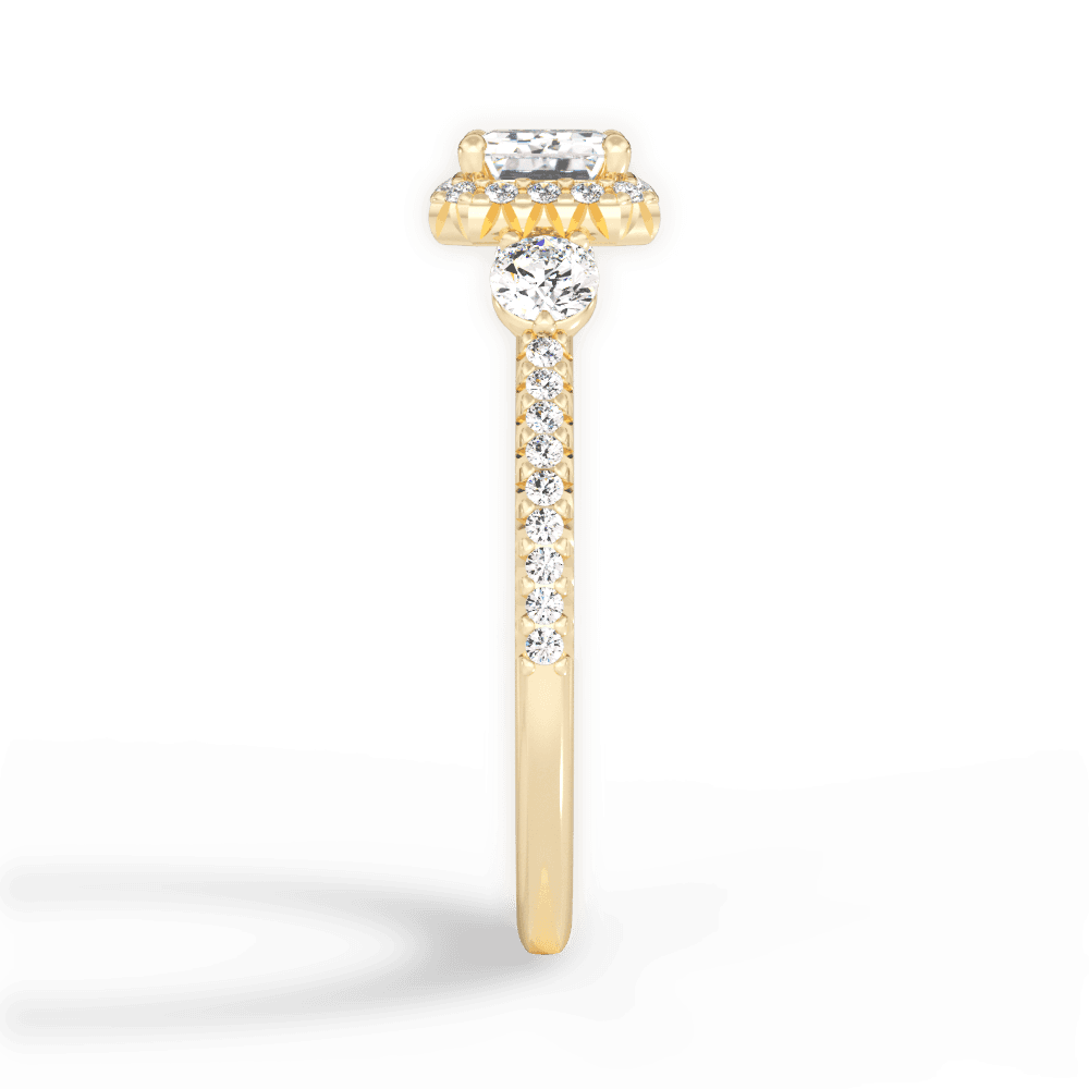 Kara Emerald Cut Lab Grown Diamond 18Kt Yellow Gold Engagement Ring - View 3