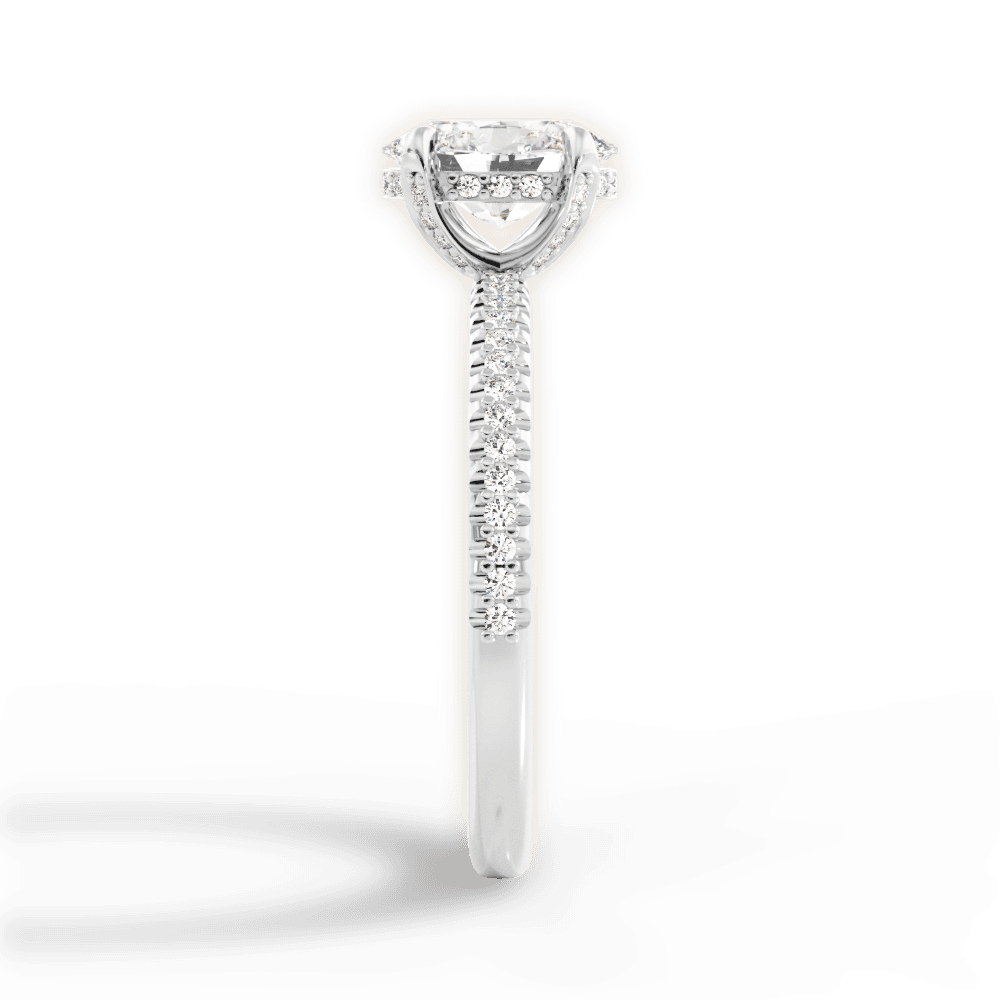Helen Oval Cut Lab Grown Diamond 14Kt White Gold Engagement Ring - View 2