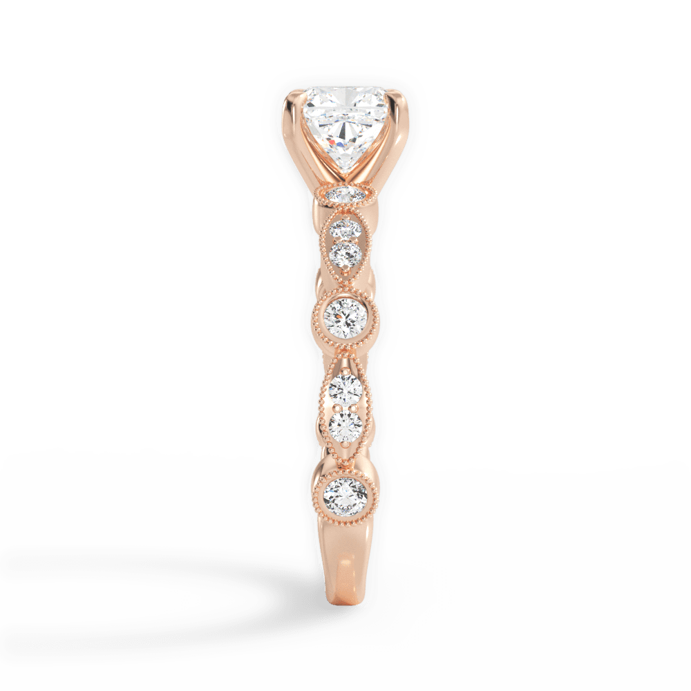 Edith Cushion Cut Lab Grown Diamond 18Kt Rose Gold Engagement Ring - View 4