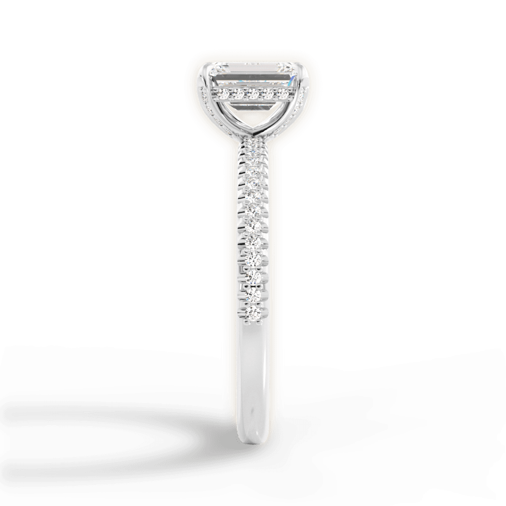 Helen Emerald Cut Lab Grown Diamond 14Kt White Gold Engagement Ring - View 3